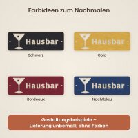 Schild „Hausbar“ mit Cocktailglas aus Holz zum Bemalen, 30 oder 45 cm breit, Pappelsperrholz 4 mm