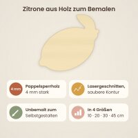 Zitrone aus Holz zum Bemalen, 3er-Set 10 cm oder einzeln 20, 30, 45 cm, Pappelsperrholz 4 mm
