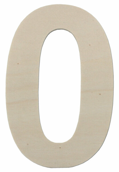 Holzzahl 0 zum Bemalen – Typ 1, 30 cm hoch, Pappelsperrholz 4 mm