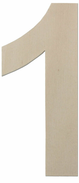 Holzzahl 1 zum Bemalen – Typ 1, 30 cm hoch, Pappelsperrholz 4 mm