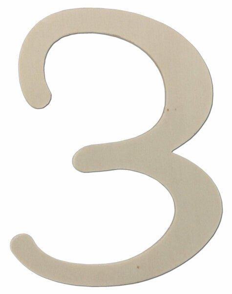 Holzzahl 3 zum Bemalen – Typ 3, 20 cm hoch, 4 mm stark