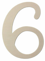 Holzzahl 6 zum Bemalen – Typ 3, 15 cm hoch, 4 mm stark