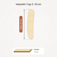 Holzzahl 1 zum Bemalen – Typ 3, 10 cm hoch, 4 mm stark