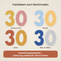Holzzahlen-Set 30 zum Bemalen – Typ 2, 30 cm hoch je Ziffer, 4 mm stark