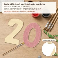 Holzzahlen-Set 20 zum Bemalen – Typ 2, 20 cm hoch je Ziffer, 4 mm stark