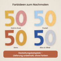 Holzzahlen-Set 50 zum Bemalen – Typ 2, 15 cm hoch je Ziffer, 4 mm stark