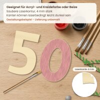 Holzzahlen-Set 50 zum Bemalen – Typ 2, 15 cm hoch je Ziffer, 4 mm stark