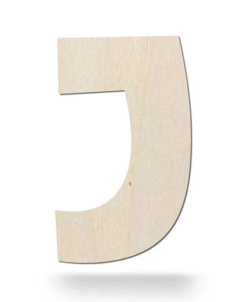Holzbuchstabe J zum Bemalen – Typ 2, 7,5 cm hoch, 4 mm stark