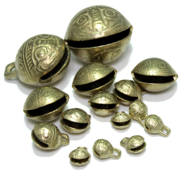 Metall-Glöckchen mit chinesischen Schriftzeichen – 11–36 mm, Set oder Einzelgröße