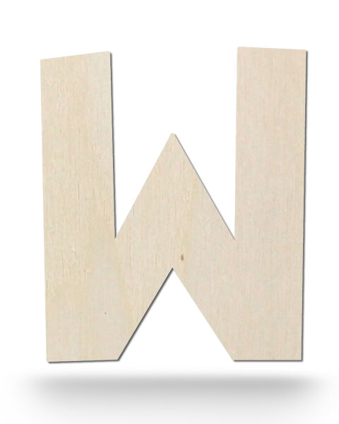 Holzbuchstabe W zum Bemalen – Typ 2, 7,5 cm hoch, 4 mm stark